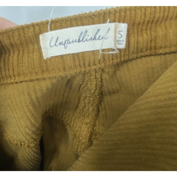 Unpublished women's S Wrap Around Style mustard mini Skirt corduroy button front - Picture 4 of 5